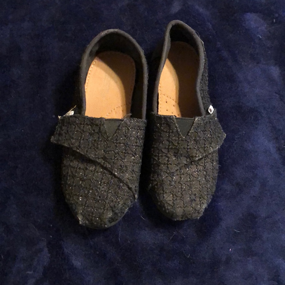 Toms black sparkle flats